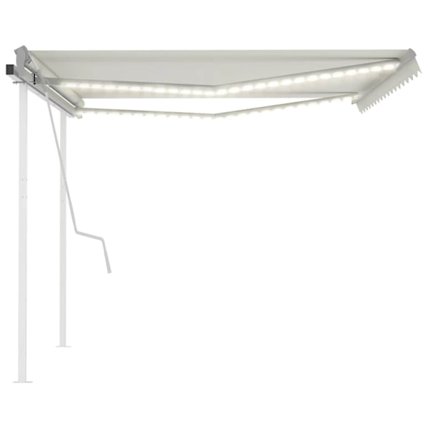 vidaXL Markis med LED manuellt infällbar 4x3 m gräddvit Creme