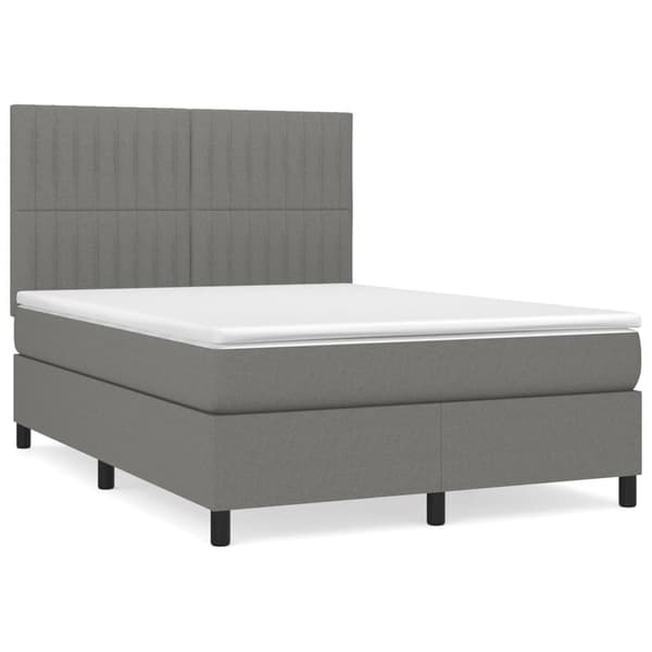 vidaXL Ramsäng med madrass mörkgrå 140x200 cm tyg Grå
