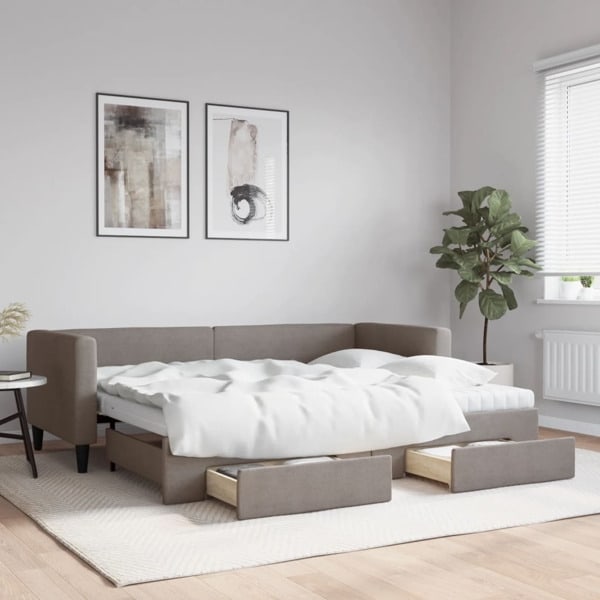 vidaXL Dagbädd utdragbar med lådor taupe 80x200 cm tyg Taupe