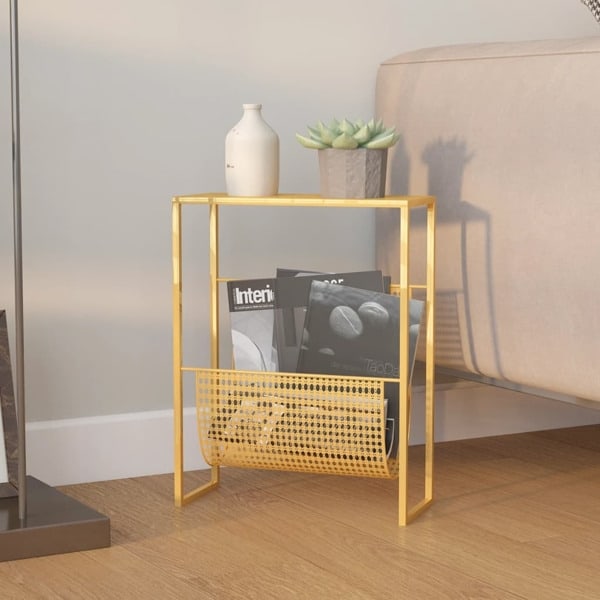 vidaXL Tidningsställ guld 35x15x45 cm stål Guld