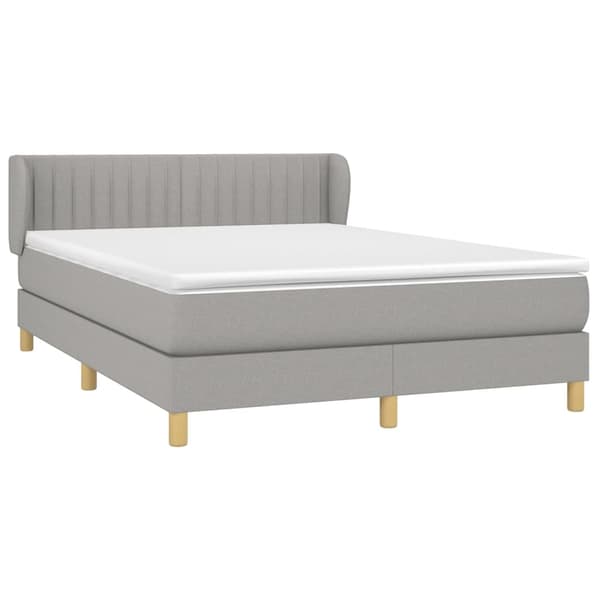 vidaXL Ramsäng med madrass ljusgrå 140x190 cm tyg Grå