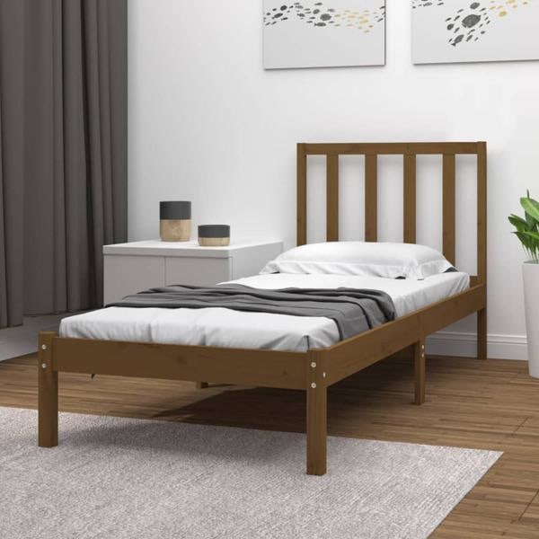 vidaXL Sängram honungsbrun massiv furu 100x200 cm enkelsäng Brun