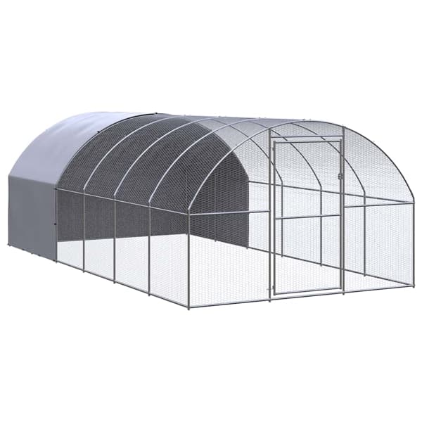 vidaXL Hönsbur för utomhusbruk 3x6x2 m galvaniserat stål Silver