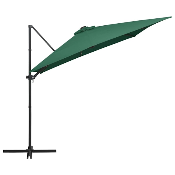 vidaXL Frihängande trädgårdsparasoll LEDs stålstång 250x250 cm grön Grön