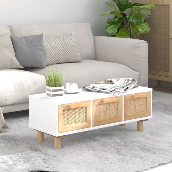 vidaXL Soffbord vit 80x40x30 cm konstruerat trä&massiv furu Vit