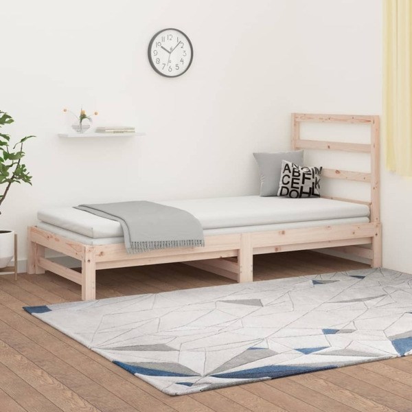 vidaXL Utdragbar dagbädd 2x(90x200) cm massiv furu Brun
