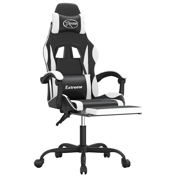 vidaXL Snurrbar gamingstol med fotstöd svart och vit konstläder Vit