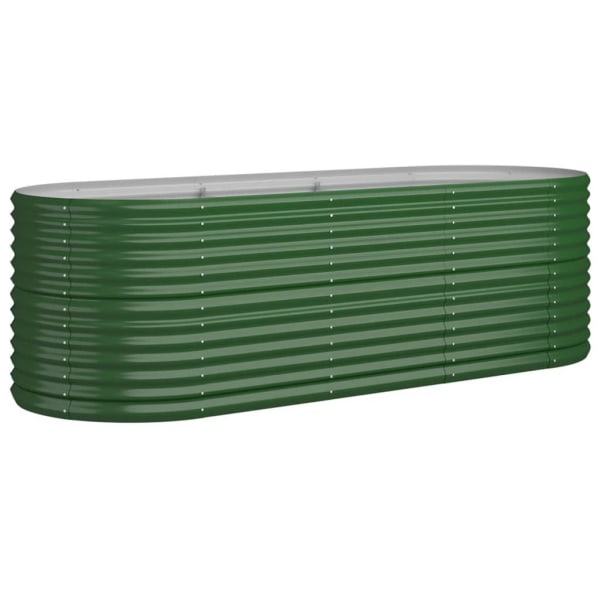 vidaXL Odlingslåda pulverlackerat stål 224x80x68 cm grön Grön