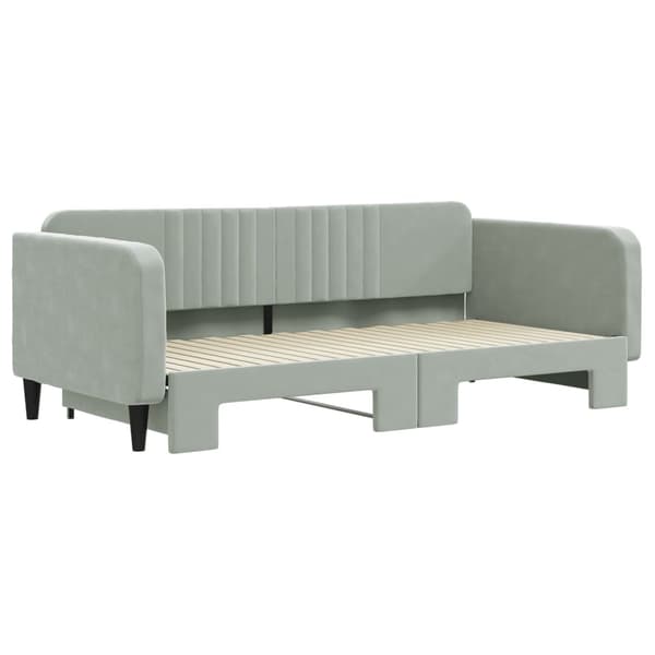 vidaXL Dagbädd utdragbar ljusgrå 100x200 cm sammet Grå