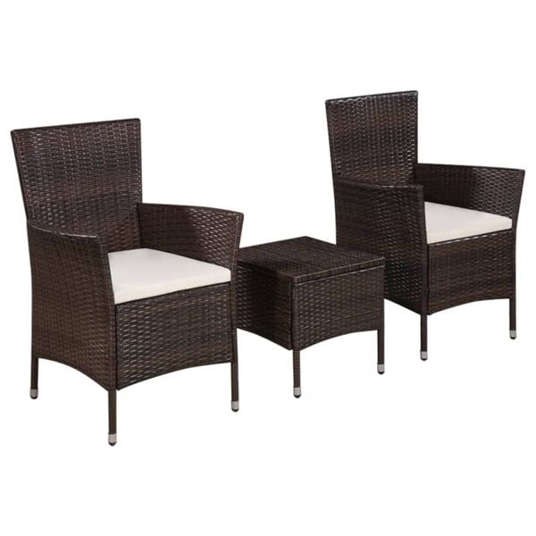 vidaXL Caféset 3 delar konstrotting brun Brun