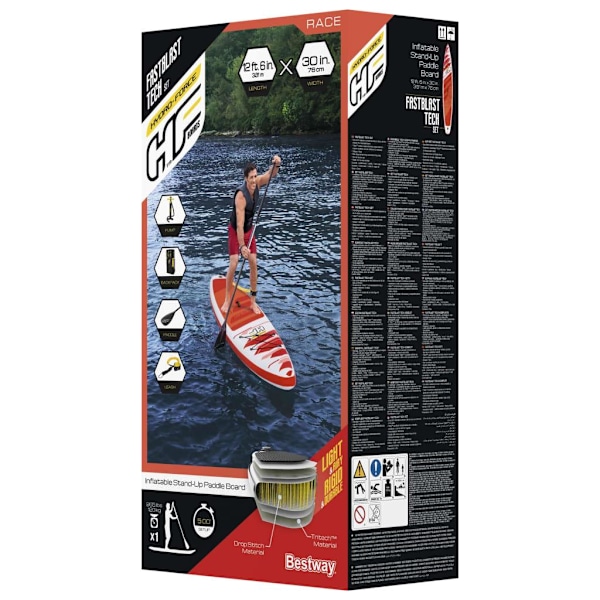 Bestway Uppblåsbar SUP-bräda Hydro-Force Fastblast TechSet 381x76x15cm Röd