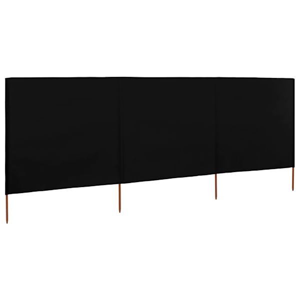vidaXL Vindskydd 3 paneler tyg 400x120 cm svart Svart