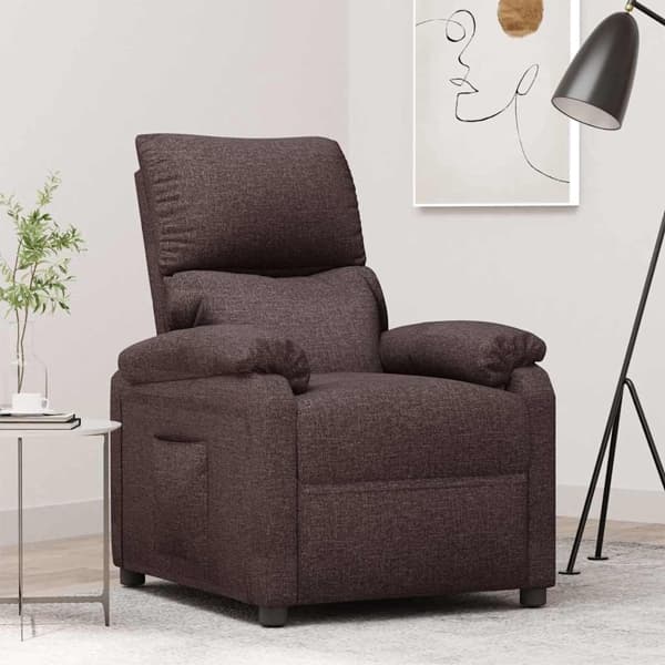 vidaXL Reclinerfåtölj mörkbrun tyg Brun