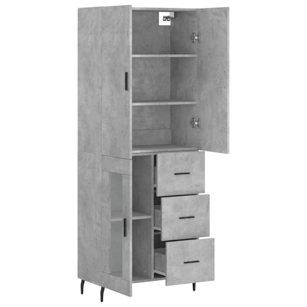 vidaXL Högskåp betonggrå 69,5x34x180 cm konstruerat trä Grå