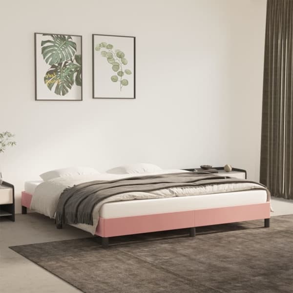 vidaXL Sängram rosa 160x200 cm sammet Rosa