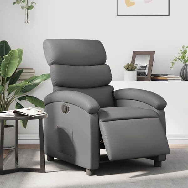 vidaXL Elektrisk reclinerfåtölj grå konstläder Grå