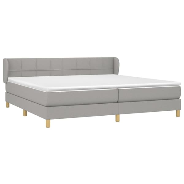 vidaXL Ramsäng med madrass ljusgrå 200x200 cm tyg Grå