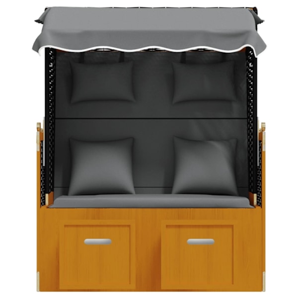 vidaXL Strandkorg med dyna konstrottning massivt trä svart & antracit Svart
