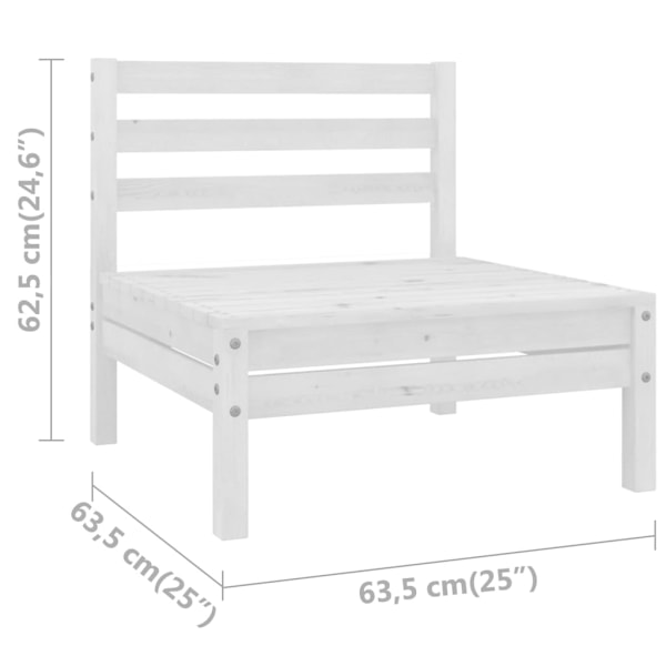 vidaXL Mittensektion till pallsoffa 4 st vit massiv furu Vit