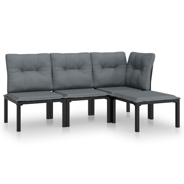 vidaXL Loungegrupp 4 delar svart och grå konstrotting Svart