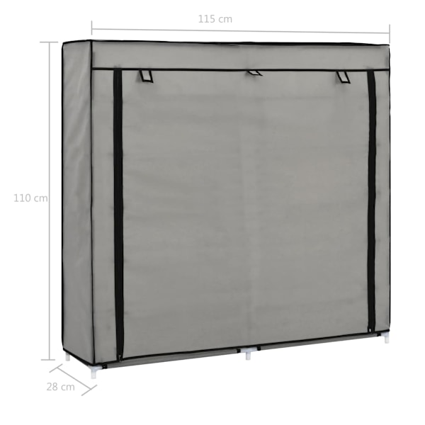 vidaXL Skoförvaring med överdrag grå 115x28x110 cm tyg grå