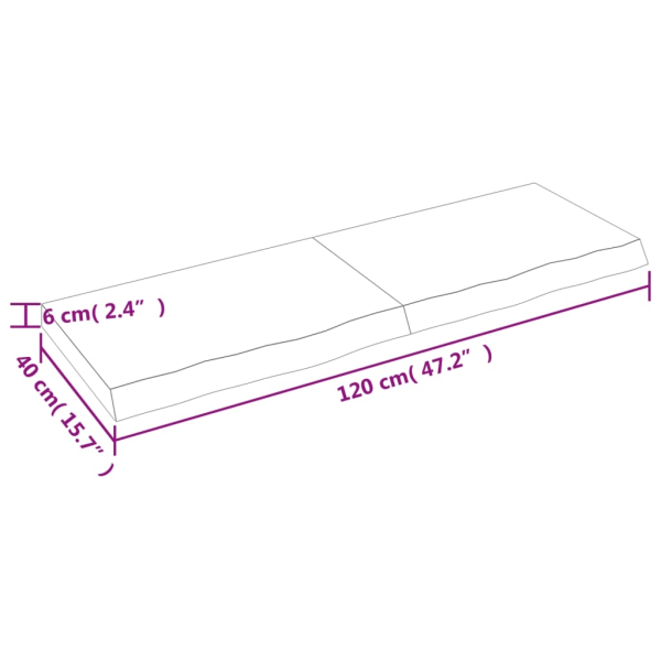 vidaXL Bordsskiva 120x40x(2-6) cm obehandlad massiv ek Brun