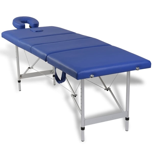 vidaXL Blå hopfällbar 4-sektions massagebänk med aluminium ram Blå