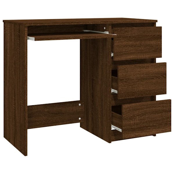 vidaXL Skrivbord brun ek 90x45x76 cm konstruerat trä Brun