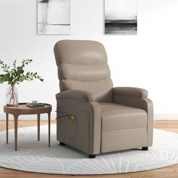 vidaXL Elektrisk massagefåtölj cappuccino konstläder Brun