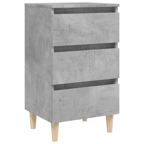 vidaXL Sängbord med ben i massivt trä 2 st betonggrå 40x35x69 cm grå