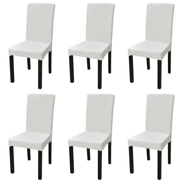 vidaXL Stolsöverdrag rak modell stretch 6 st gräddvit Creme
