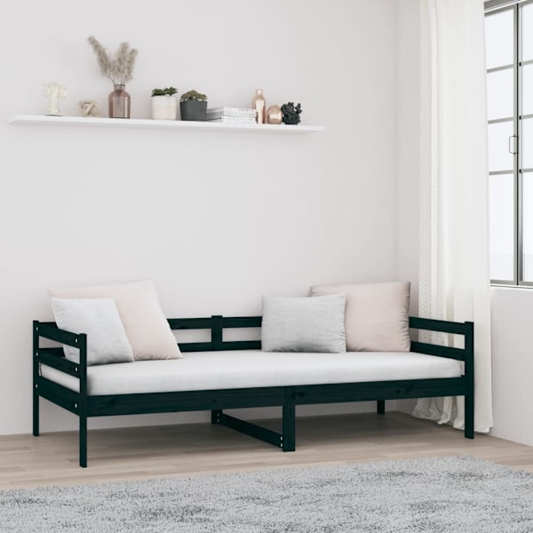 vidaXL Dagbädd svart 90x190 cm massiv furu Svart