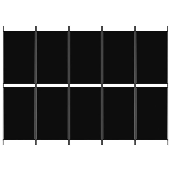 vidaXL Rumsavdelare 5 paneler svart 250x180 cm tyg Svart