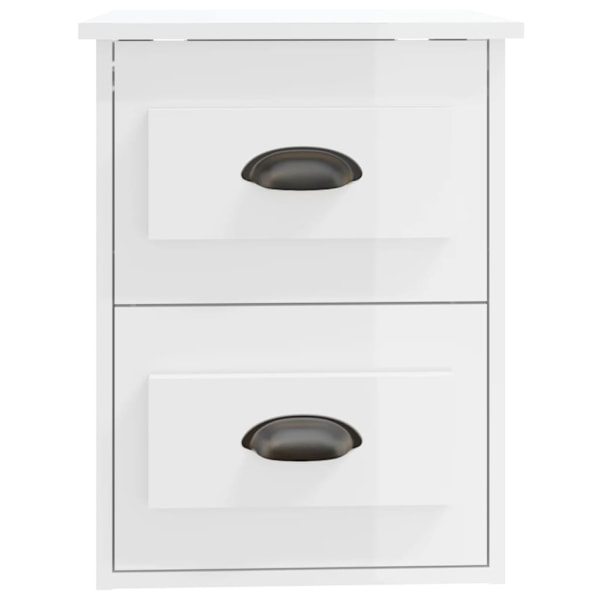 vidaXL Väggmonterat sängbord vit högglans 41,5x36x53cm Vit