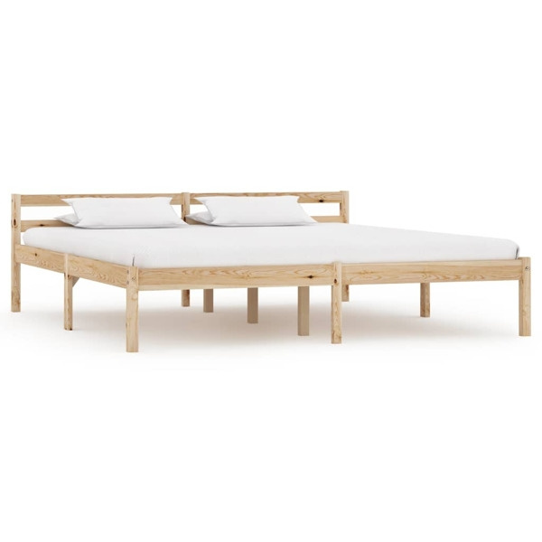 vidaXL Sängram massiv furu 160x200 cm Brun