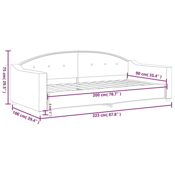 vidaXL Dagbädd mörkgrå 90x200 cm tyg Grå
