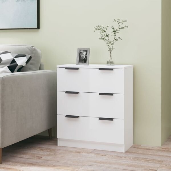 vidaXL Skänk vit högglans 60x30x70 cm konstruerat trä Vit