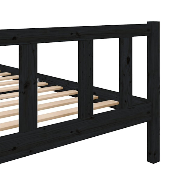 vidaXL Sängram svart massivt trä 100x200 cm Svart