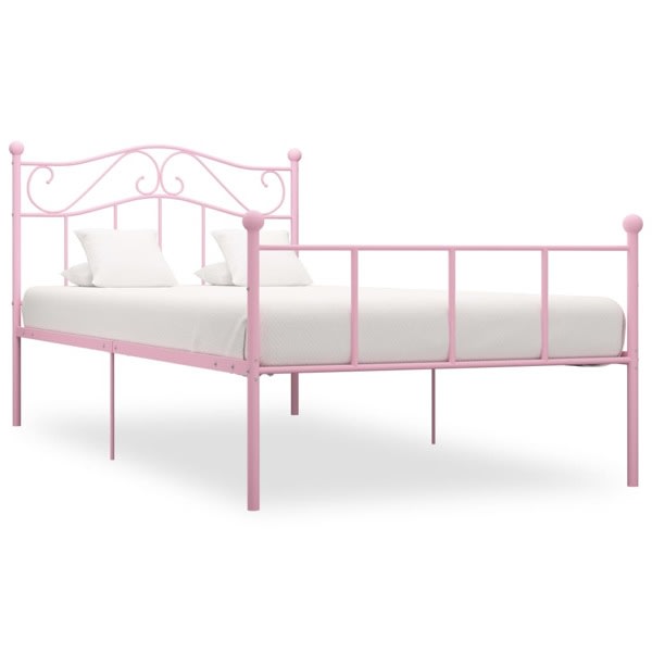 vidaXL Sängram rosa metall 90x200 cm Rosa