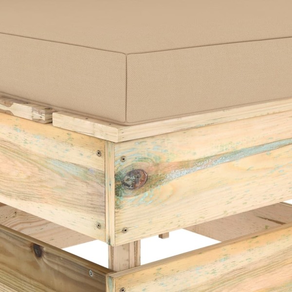 vidaXL Mittensektion med dynor till pallsoffa tryckimpregnerat trä Beige