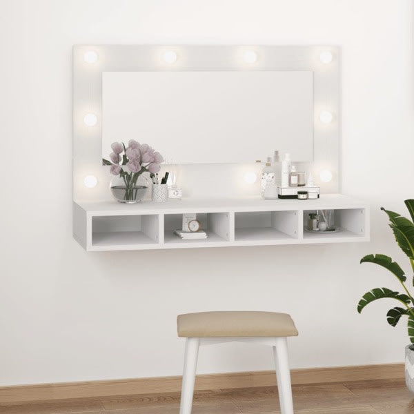 vidaXL Spegelskåp med LED vit 90x31,5x62 cm Vit