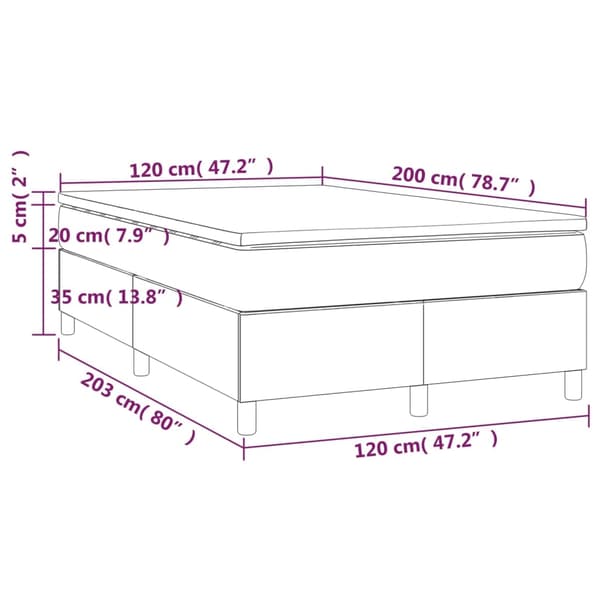 vidaXL Ramsäng med madrass ljusgrå 120x200 cm sammet Grå
