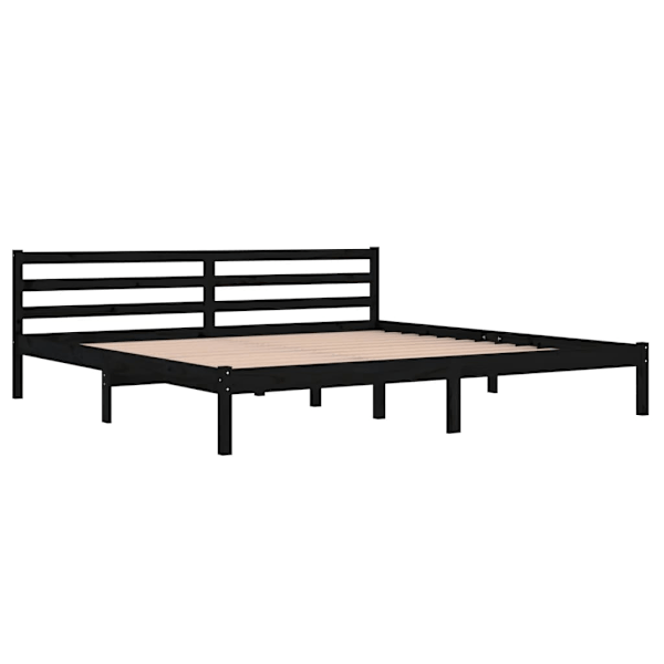 vidaXL Sängram massiv furu 200x200 cm svart Svart