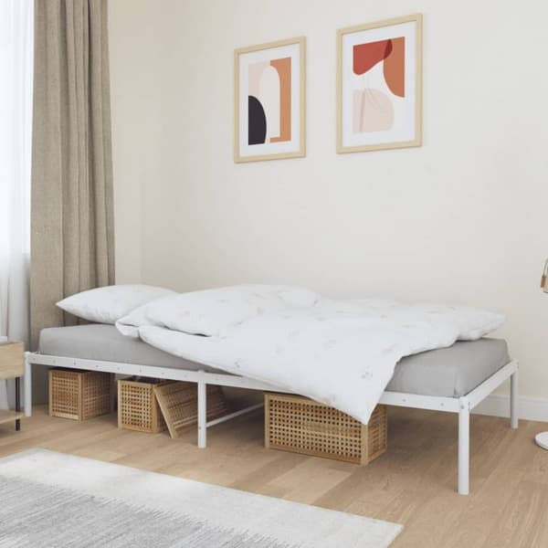 vidaXL Sängram metall vit 90x200 cm Vit