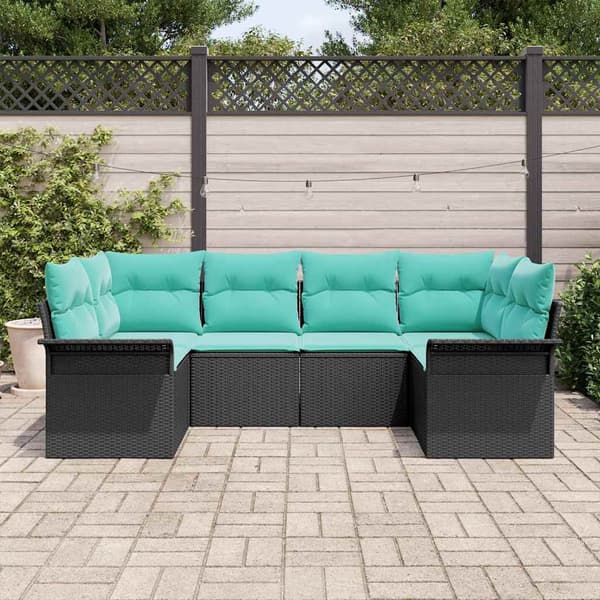 vidaXL Trädgårdsoffset 6 st Svart Poly rattan art