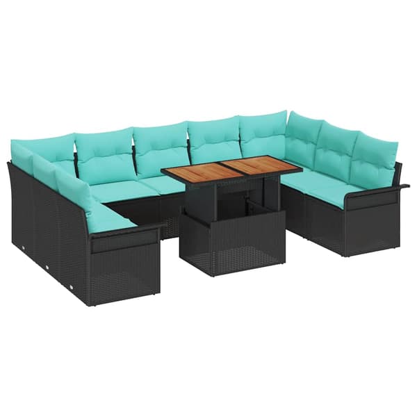 vidaXL Trädgårdsoffset 10 st Svart Poly rattan art