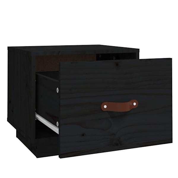 vidaXL Sängbord svart 40x34x35cm massiv furu Svart