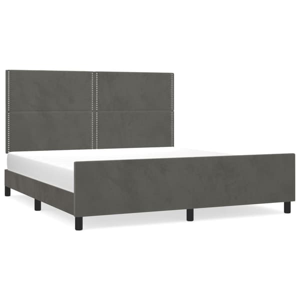 vidaXL Sängram med huvudgavel mörkgrå 180x200 cm sammet Grå