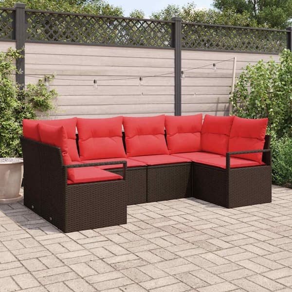 vidaXL Soffset 6 st Brun [Syntetisk]: Poly Rattan Brun