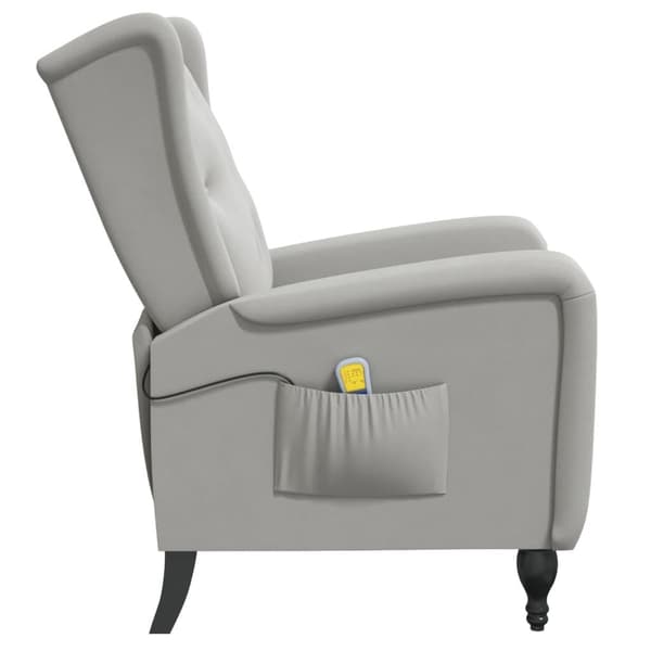 vidaXL Massagefåtölj ljusgrön sammet grå